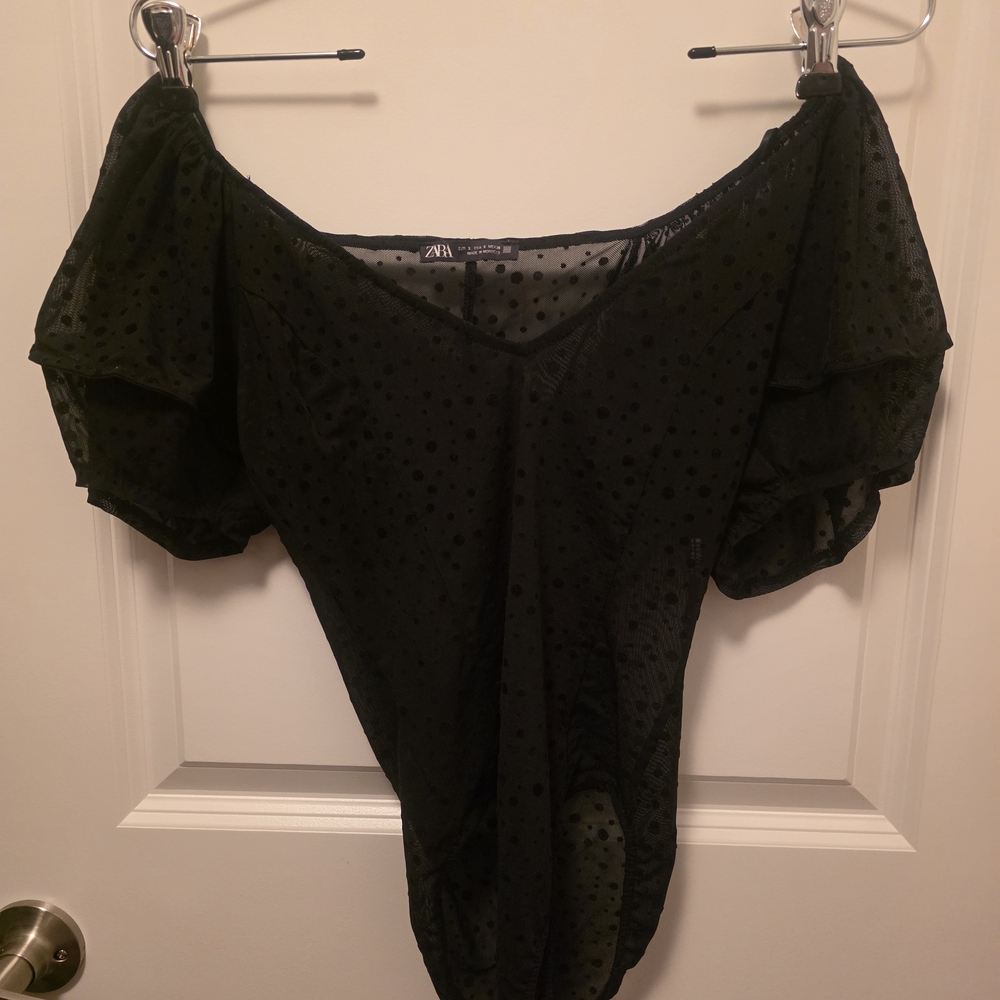 Zara Black Polka Dot Bodysuit